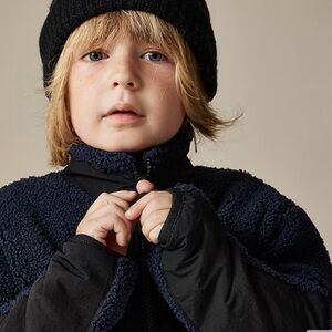 Crewcuts Kids' sherpa zip-up jacket navy blue fall 2024 size medium 8-9 NWOT
